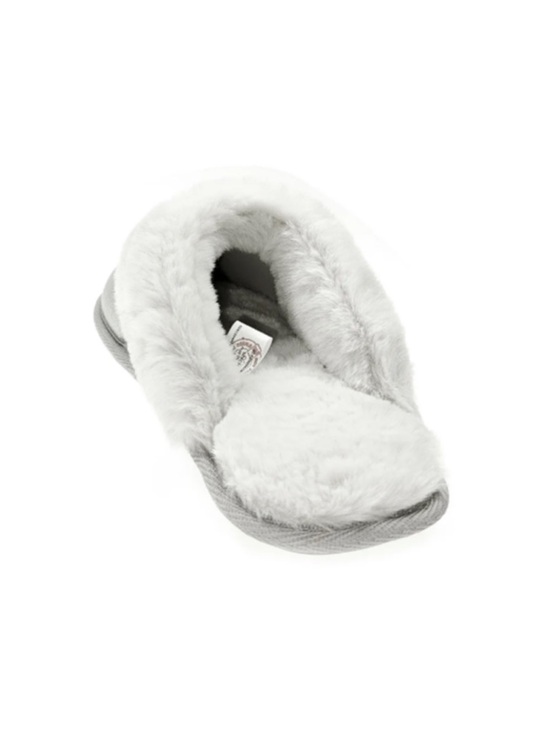 Mommy & Me Women's Silver Metallic Faux Fur Clog Slippers - Picture 3 of 9